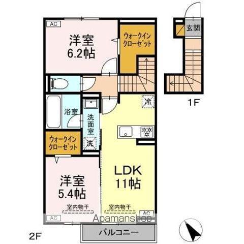 ラヴェール(2LDK/2階)の間取り写真