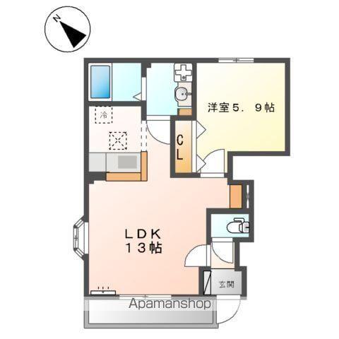 ヘップバーン(1LDK/1階)の間取り写真