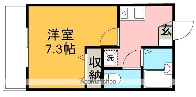 ドミール若葉(1K/2階)の間取り写真