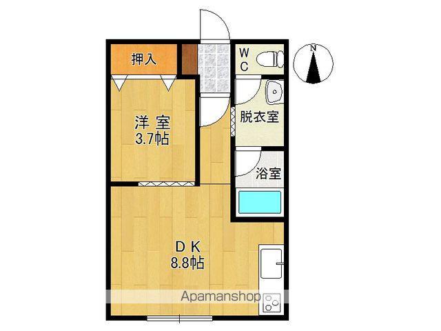 パリエ203(1DK/2階)の間取り写真