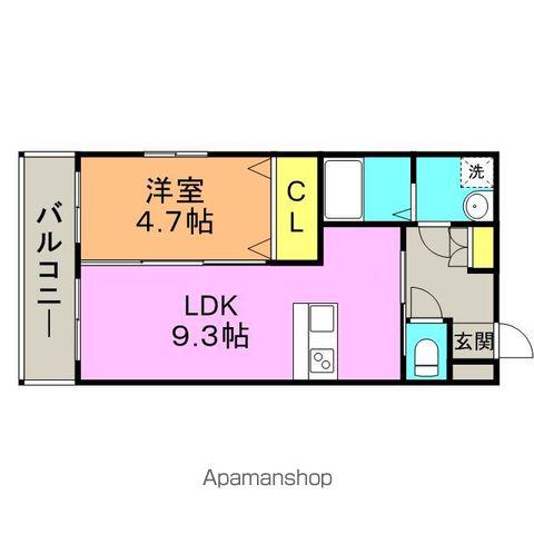 第34川崎ビル(1LDK/6階)の間取り写真