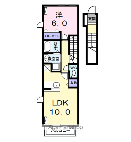 シンフォニアガーデン小本(1LDK/2階)の間取り写真