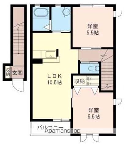 メゾンK&K(2LDK/2階)の間取り写真