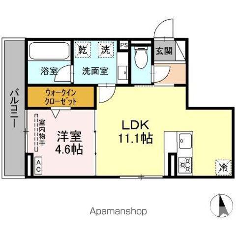 ノクターン内山(1LDK/3階)の間取り写真