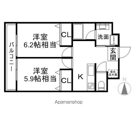 アーバンタワー西後町(2K/4階)の間取り写真