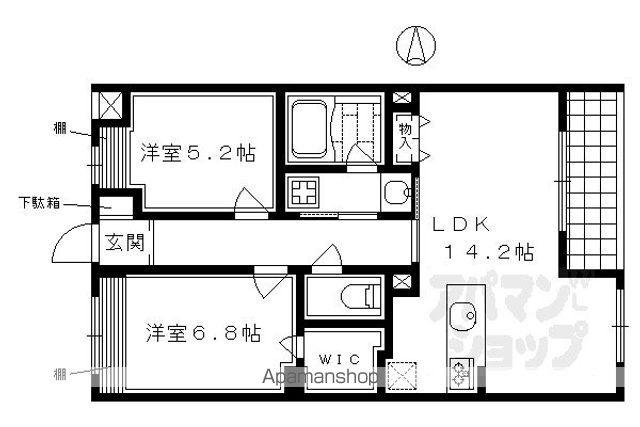 グラシア堺町御門(2LDK/2階)の間取り写真