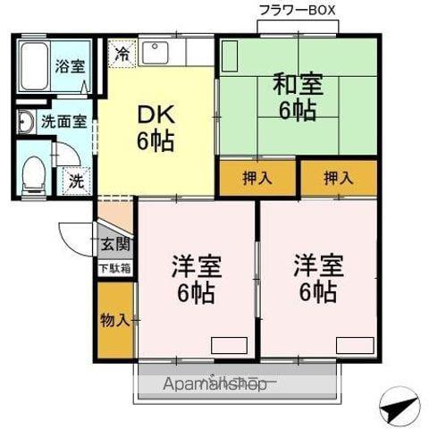 セジュール梨花(3DK/1階)の間取り写真