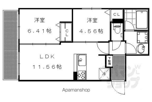 イスターナイマイ鴨川西(2LDK/3階)の間取り写真