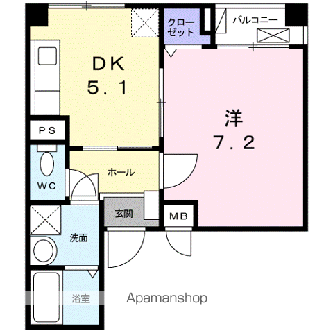 ヴィラ・グレイス浜大津(1DK/3階)の間取り写真