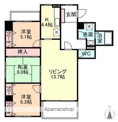 アーデルテラス愛宕(3LDK/2階)の間取り写真