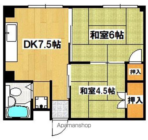 ロイヤルハイツ富士(2DK/7階)の間取り写真