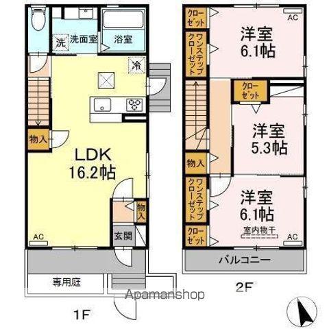 名鉄豊田線 三好ケ丘駅 徒歩27分 2階建 築5年(3LDK)の間取り写真