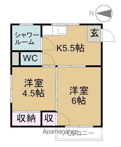 一光静里ビル(2DK/3階)の間取り写真