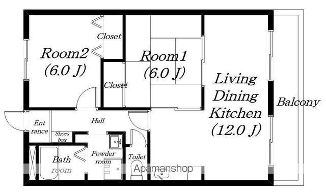 グランシャリオⅠ(2LDK/4階)の間取り写真