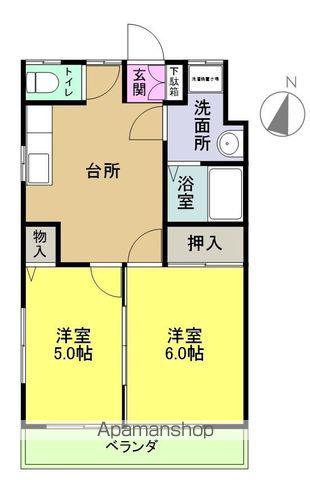 ラフォーレ北宿(2DK/2階)の間取り写真