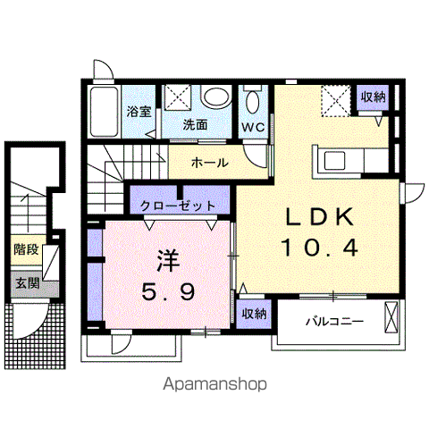 さくらハウスⅡ(1LDK/2階)の間取り写真