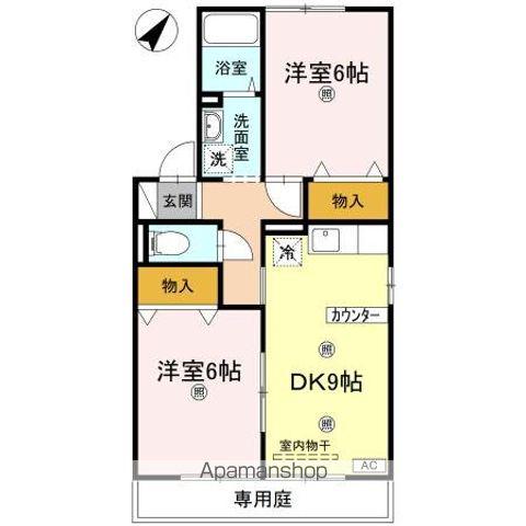 エクセルハイツB棟(2DK/1階)の間取り写真