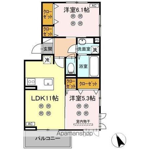 DーROOM東京塚(2LDK/3階)の間取り写真