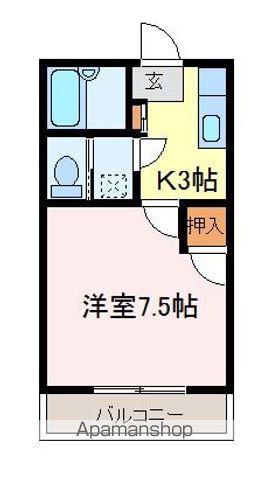 ハイツ西田(1K/1階)の間取り写真