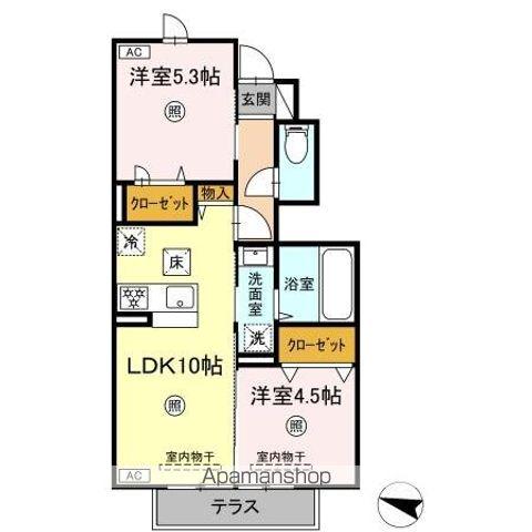 プレジール(2LDK/1階)の間取り写真
