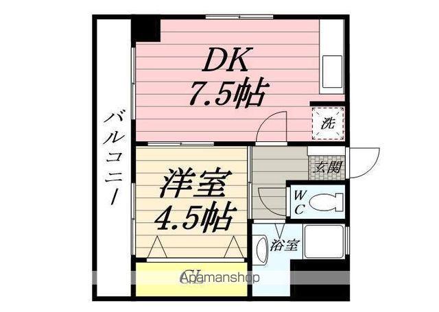 橋本ビル(1DK/3階)の間取り写真