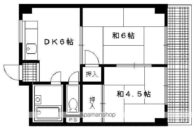 八瀬ロイヤルハイツ(2DK/1階)の間取り写真