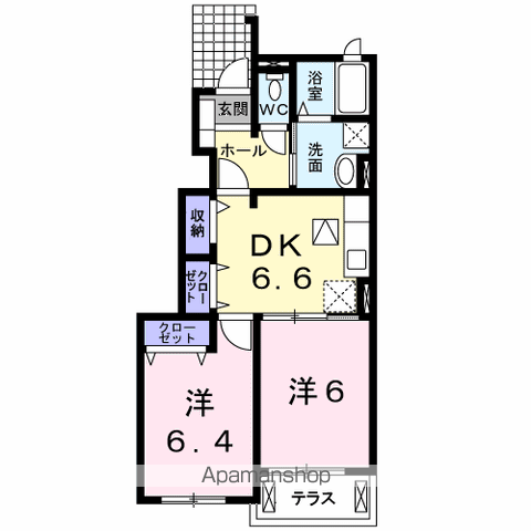 トラスト・コート(2DK/1階)の間取り写真