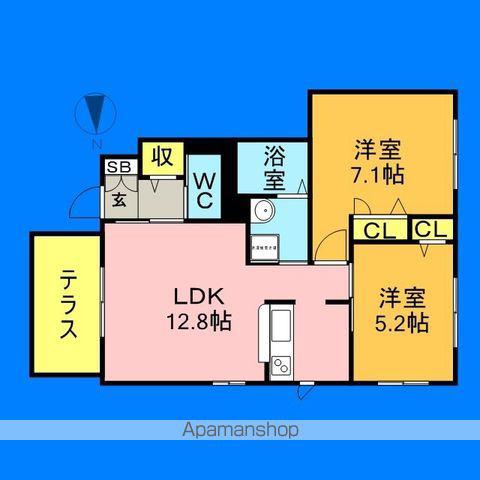 シャーメゾン野方F棟(2LDK/2階)の間取り写真