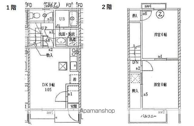 DUPLEX国王65(2DK)の間取り写真