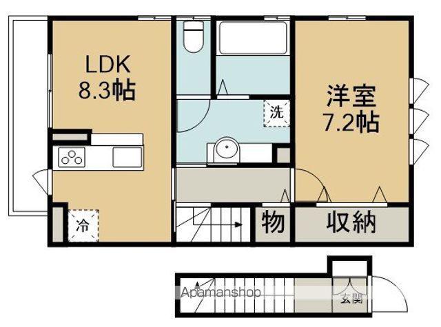 うおまこぷらす(1LDK/2階)の間取り写真