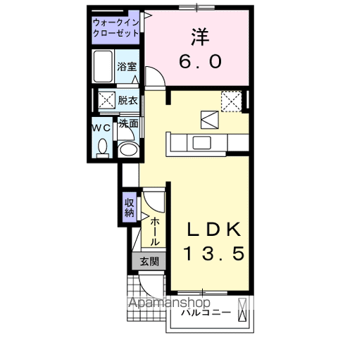 ル・ヴァンA(1LDK/1階)の間取り写真