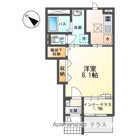 フラワーフォレスト(1K/1階)の間取り写真