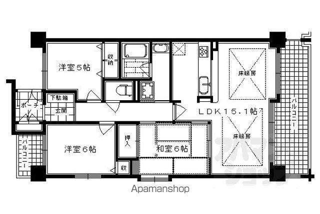 グラン・コート綾小路(3LDK/5階)の間取り写真