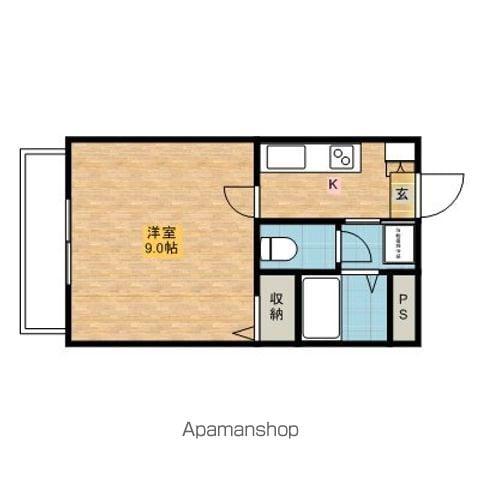 ラパス三笠(1K/2階)の間取り写真