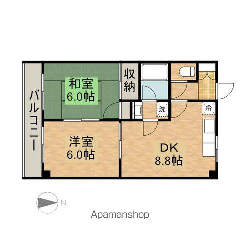シャンブルド昭島(2DK/3階)の間取り写真