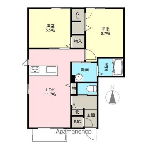 アルフラットA(2LDK/1階)の間取り写真