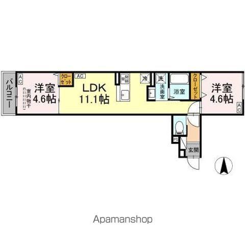 セレスティア南花畑III(2LDK/2階)の間取り写真