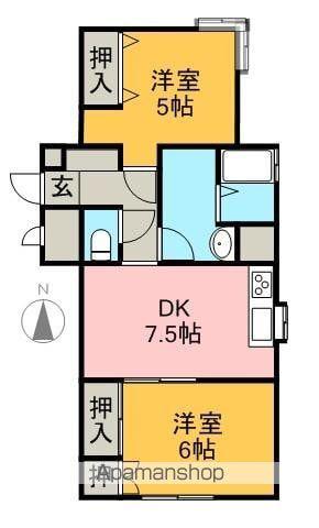 タウンズビル(2DK/6階)の間取り写真