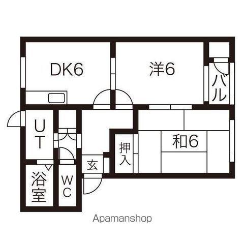 ラフィーネ壱(2DK/2階)の間取り写真