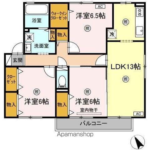 リンデンバウム C(3LDK/2階)の間取り写真