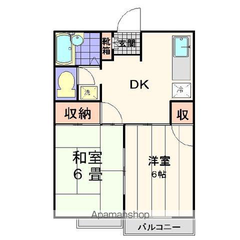 レイクポート1(2DK/3階)の間取り写真