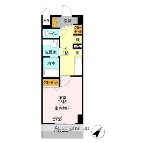 レッドウッドⅢ(1K/3階)の間取り写真