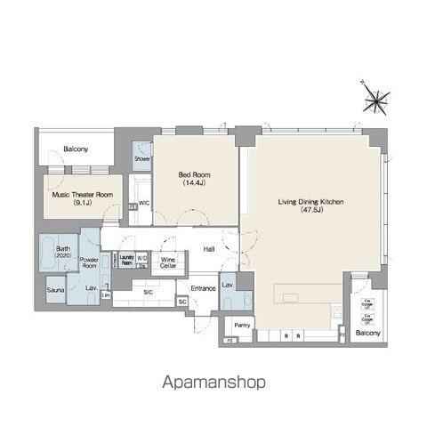 プレステージレジデンス白金台(2LDK/3階)の間取り写真