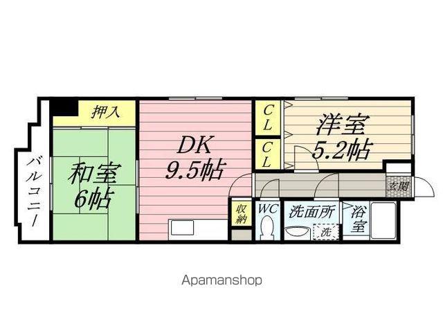 MAISON DE 山田(2DK/4階)の間取り写真