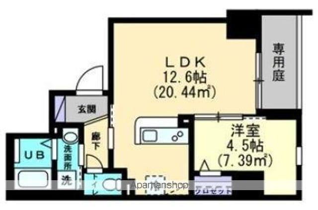 ルミナス藤塚町(1LDK/1階)の間取り写真