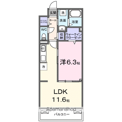 NOBEL DIGNITY(1LDK/2階)の間取り写真