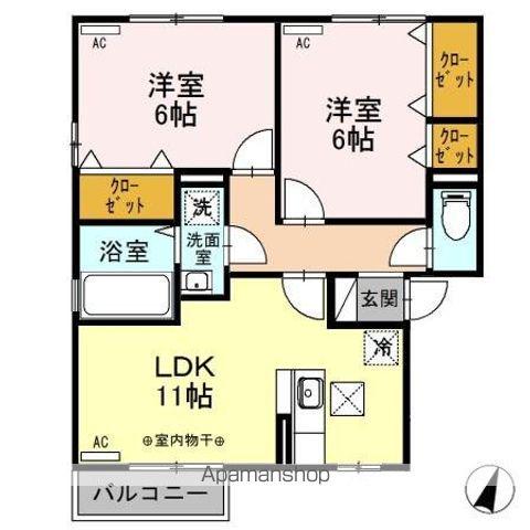 リビングタウン砂払 A/B/C/D(2LDK/1階)の間取り写真