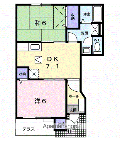 バウム野田(2DK/1階)の間取り写真