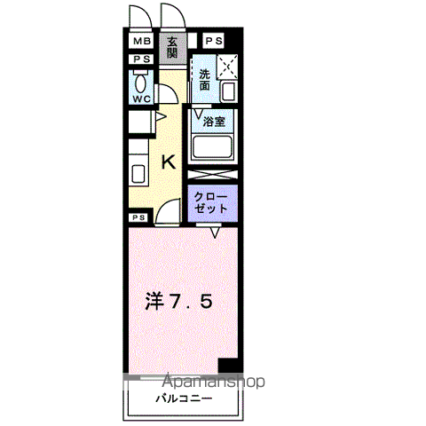 マルベル宇多津(1K/2階)の間取り写真