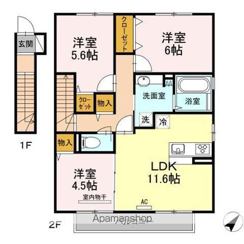 ラ・ヴィレッタ A棟(3LDK/2階)の間取り写真